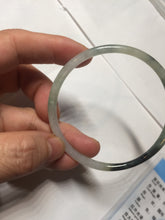 Load image into Gallery viewer, 57mm Certified Type A 100% Natural green/black/gray with dark green floating flowers super slim round cut Jadeite bangle PD47-5770
