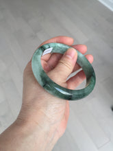 Load image into Gallery viewer, Shopify only 59mm Certified Type A 100% Natural dark green flying flowers Jadeite Jade bangle BF126-8561
