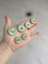 Load image into Gallery viewer, Type A 100% Natural icy green/yellow Jadeite Jade safety Guardian donut Pendant group A123
