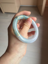 Load image into Gallery viewer, 55.8mm 100% Natural type A dark green purple carved and golden-painted chubby round cut Jadeite Jade bangle PA113-0385
