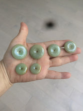 Load image into Gallery viewer, Type A 100% Natural icy green/yellow Jadeite Jade safety Guardian donut Pendant group A123
