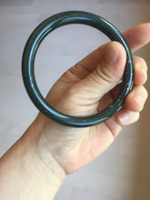 Load image into Gallery viewer, 60.8mm 100% Natural dark green/black meteorite Stellar Night sky slim round cut nephrite bangle HT118-0759
