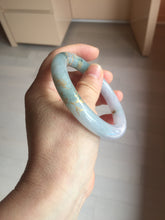 Load image into Gallery viewer, 55.8mm 100% Natural type A dark green purple carved and golden-painted chubby round cut Jadeite Jade bangle PA113-0385
