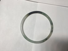 Load image into Gallery viewer, 57mm Certified Type A 100% Natural green/black/gray with dark green floating flowers super slim round cut Jadeite bangle PD47-5770
