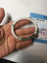 Load image into Gallery viewer, 49mm certified 100% natural Type A dark green white camouflage color oval round cut jadeite jade bangle BG81-3935
