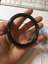 Load image into Gallery viewer, 61.5mm 100% Natural dark green/black round cut nephrite bangle HN88-0752
