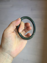 Load image into Gallery viewer, 60.8mm 100% Natural dark green/black meteorite Stellar Night sky slim round cut nephrite bangle HT118-0759
