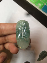 Load image into Gallery viewer, 100% natural type A icy watery light green/dark green jadeite jade leaf pendant group AZ100
