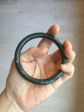Load image into Gallery viewer, 60.8mm 100% Natural dark green/black meteorite Stellar Night sky slim round cut nephrite bangle HT118-0759
