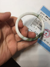 Load image into Gallery viewer, 49mm certified 100% natural Type A dark green white camouflage color oval round cut jadeite jade bangle BG81-3935
