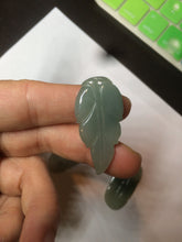 Load image into Gallery viewer, 100% natural type A icy watery light green/dark green jadeite jade leaf pendant group AZ100
