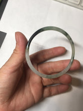 Load image into Gallery viewer, 57mm Certified Type A 100% Natural green/black/gray with dark green floating flowers super slim round cut Jadeite bangle PD47-5770
