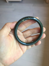 Load image into Gallery viewer, 60.8mm 100% Natural dark green/black meteorite Stellar Night sky slim round cut nephrite bangle HT118-0759
