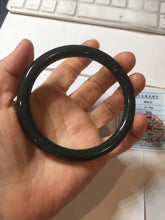 Load image into Gallery viewer, 61.5mm 100% Natural dark green/black round cut nephrite bangle HN88-0752
