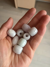 Load image into Gallery viewer, Type A 100% Natural white/light purple olive shape Jadeite Jade LuluTong (Every road is smooth) bead pendant BK108
