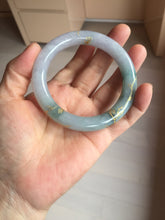 Load image into Gallery viewer, 55.8mm 100% Natural type A dark green purple carved and golden-painted chubby round cut Jadeite Jade bangle PA113-0385
