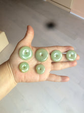 Load image into Gallery viewer, Type A 100% Natural icy green/yellow Jadeite Jade safety Guardian donut Pendant group A123
