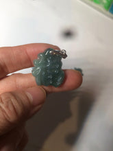 Load image into Gallery viewer, 100% Natural icy watery blue/green/gray jadeite jade blessed fortune pendant BG7
