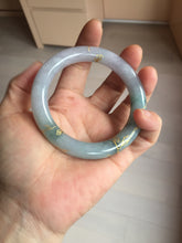 Load image into Gallery viewer, 55.8mm 100% Natural type A dark green purple carved and golden-painted chubby round cut Jadeite Jade bangle PA113-0385
