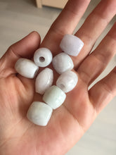 Load image into Gallery viewer, Type A 100% Natural white/light purple olive shape Jadeite Jade LuluTong (Every road is smooth) bead pendant BK108
