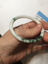 Load image into Gallery viewer, 49mm certified 100% natural Type A dark green white camouflage color oval round cut jadeite jade bangle BG81-3935
