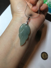 Load image into Gallery viewer, 100% natural type A icy watery light green/dark green jadeite jade leaf pendant group AZ100
