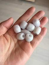 Load image into Gallery viewer, Type A 100% Natural white/light purple olive shape Jadeite Jade LuluTong (Every road is smooth) bead pendant BK108
