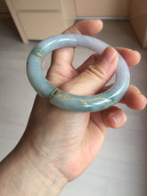 Load image into Gallery viewer, 55.8mm 100% Natural type A dark green purple carved and golden-painted chubby round cut Jadeite Jade bangle PA113-0385
