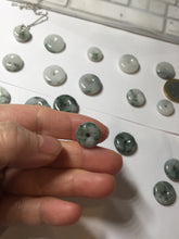 Load image into Gallery viewer, Type A 100% Natural dark green white forest Jadeite Safety Guardian Button donuts pendant BG206

