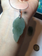 Load image into Gallery viewer, 100% natural type A icy watery light green/dark green jadeite jade leaf pendant group AZ100
