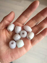 Load image into Gallery viewer, Type A 100% Natural white/light purple olive shape Jadeite Jade LuluTong (Every road is smooth) bead pendant BK108
