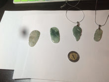 Load image into Gallery viewer, 100% natural type A icy watery light green/dark green jadeite jade leaf pendant group AZ100

