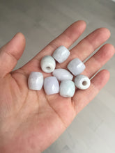 Load image into Gallery viewer, Type A 100% Natural white/light purple olive shape Jadeite Jade LuluTong (Every road is smooth) bead pendant BK108
