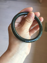 Load image into Gallery viewer, 60.5mm 100% Natural dark green/black meteorite Stellar Night sky slim round cut nephrite bangle HT117-0757
