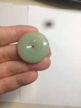 Load image into Gallery viewer, Type A 100% Natural icy green/yellow Jadeite Jade safety Guardian donut Pendant group A123
