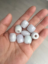 Load image into Gallery viewer, Type A 100% Natural white/light purple olive shape Jadeite Jade LuluTong (Every road is smooth) bead pendant BK108
