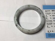 Load image into Gallery viewer, 56.3mm certified 100% natural Type A dark green/purple/white with green floating flowers jadeite jade bangle PB231-2823
