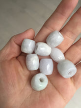 Load image into Gallery viewer, Type A 100% Natural white/light purple olive shape Jadeite Jade LuluTong (Every road is smooth) bead pendant BK108
