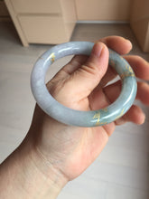 Load image into Gallery viewer, 55.8mm 100% Natural type A dark green purple carved and golden-painted chubby round cut Jadeite Jade bangle PA113-0385
