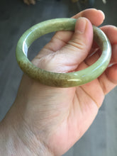 Load image into Gallery viewer, 55.5mm Certified Type A 100% Natural green yellow/sugar brown flying dandelions nephrite Jade bangle HN54-0476
