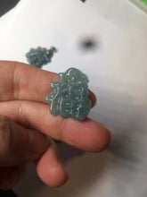 Load image into Gallery viewer, 100% Natural icy watery blue/green/gray jadeite jade blessed fortune pendant BG7

