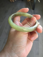 Load image into Gallery viewer, 55.5mm Certified Type A 100% Natural green yellow/sugar brown flying dandelions nephrite Jade bangle HN54-0476
