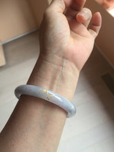 Load image into Gallery viewer, 55.8mm 100% Natural type A dark green purple carved and golden-painted chubby round cut Jadeite Jade bangle PA113-0385
