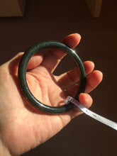 Load image into Gallery viewer, 61.5mm 100% Natural dark green/black meteorite Stellar Night sky slim round cut nephrite bangle HN61-0753
