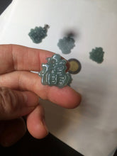 Load image into Gallery viewer, 100% Natural icy watery blue/green/gray jadeite jade blessed fortune pendant BG7
