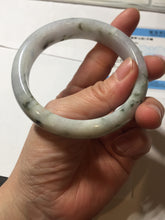 Load image into Gallery viewer, 56.3mm certified 100% natural Type A dark green/purple/white with green floating flowers jadeite jade bangle PB231-2823
