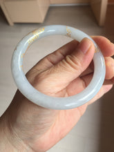 Load image into Gallery viewer, 56.5mm 100% Natural type A light green white carved and golden-painted Jadeite Jade bangle PA112-4326
