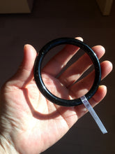 Load image into Gallery viewer, 61.5mm 100% Natural dark green/black meteorite Stellar Night sky slim round cut nephrite bangle HN62-0751
