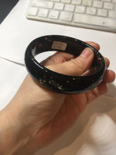 Load image into Gallery viewer, 61mm 100% Natural dark green/black meteorite Stellar Night sky nephrite bangle HN89-1022

