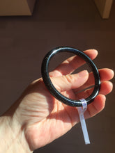 Load image into Gallery viewer, 61.5mm 100% Natural dark green/black meteorite Stellar Night sky slim round cut nephrite bangle HN62-0751
